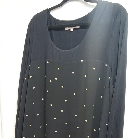 Dress dark blue and cream dots long sleeves XXL / XXXL - Picture 1 of 5